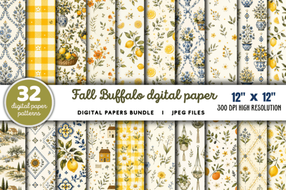 Download Fall Buffalo Digital Paper Graphics - Paper Collection