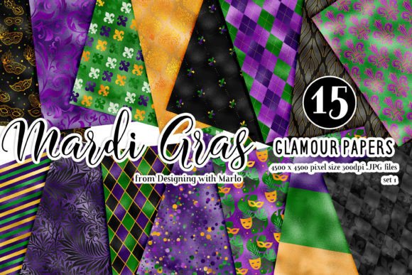 Download Mardi Gras 15x15 Glamour Foil Papers - Paper Collection