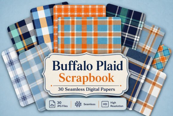 Download Buffalo Plaid Digital Scrapbook Paper - Paper Collection