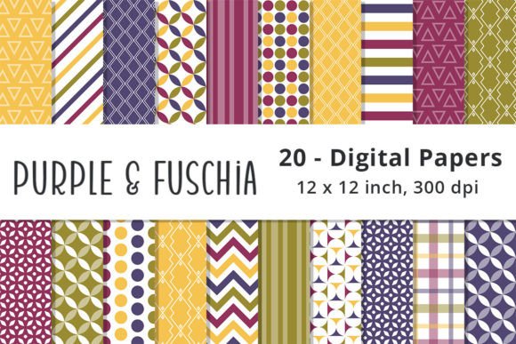 Download Purple &amp; Fuschia Digital Scrapbook Paper - Paper Collection