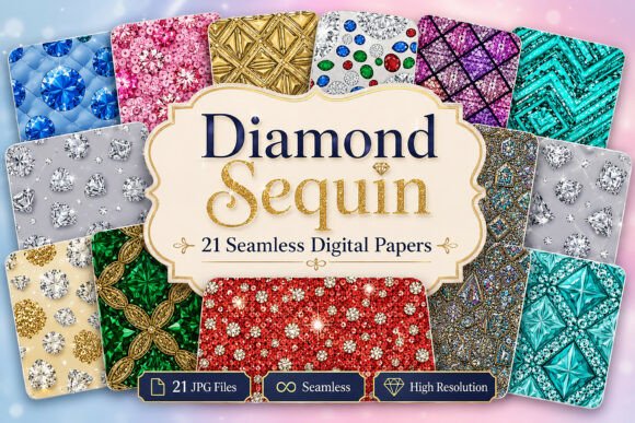 Download Diamond Sequin Seamless Digital Bundle - Premium Resources