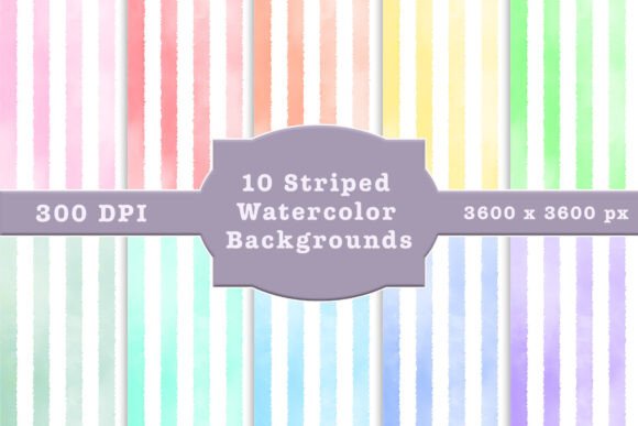 Download 10 Striped Watercolor Digital Papers - Paper Collection