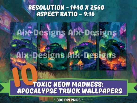 Download 10x Toxic Neon Monster Truck Wallpaper - Paper Collection