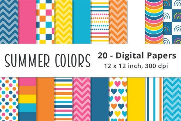 Download Summer Colors Digital Scrapbook Paper - Paper Collection