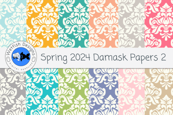 Download Spring Damask Digital Scrapbook Paper - Paper Collection