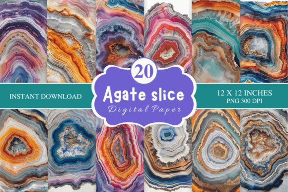 Download Agate Slice Digital Paper Bundle - Paper Collection