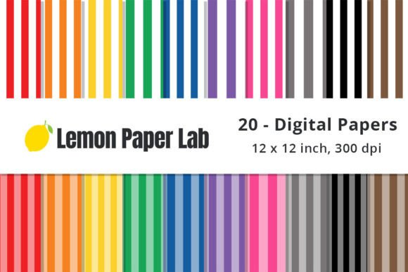 Download Striped Digital Paper - Rainbow Colors - Paper Collection