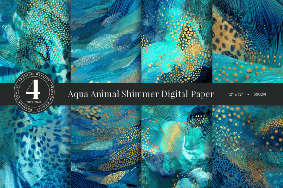 Download Aqua Animal Shimmer Digital Paper - Paper Collection
