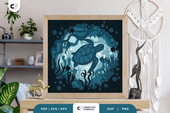 Download Sea Turtle 3D Shadow Box Paper Cut - Paper Collection