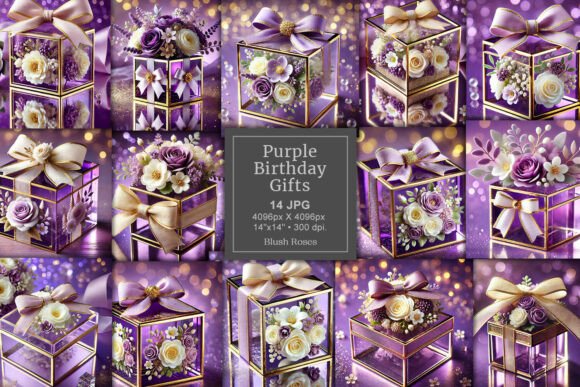 Download Purple Floral Glass Birthday Gifts Paper - Paper Collection