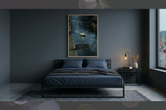 Download Paper Boat Rain Street Impasto Art - Paper Collection