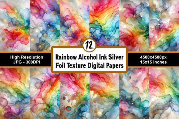 Download Rainbow Alcohol Ink &amp; Foil Texture Paper - Paper Collection