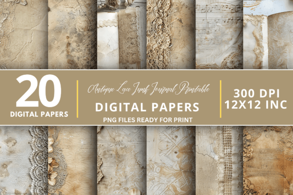 Download Antique Lace Junk Journal Digital Paper - Paper Collection