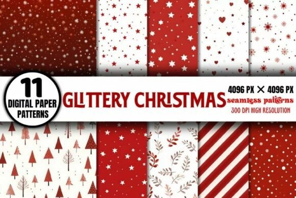 Download Glittery Christmas Digital Paper Pack - Paper Collection