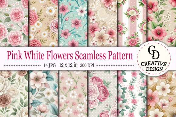 Download Pink White Flowers Seamless Pattern - Pink white Collection