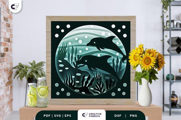 Download Dolphin 3D Light Box Papercut - Paper Collection