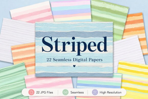 Download Striped Digital Paper Bundle Set - Paper Collection
