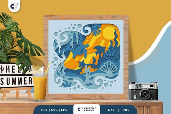 Download Sea Animal 3D Shadow Box Paper Cut - Paper Collection