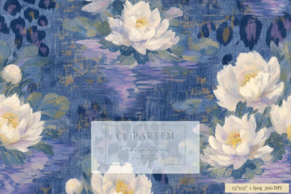 Download Navy Blue Floral Leopard Digital Paper - Paper Collection