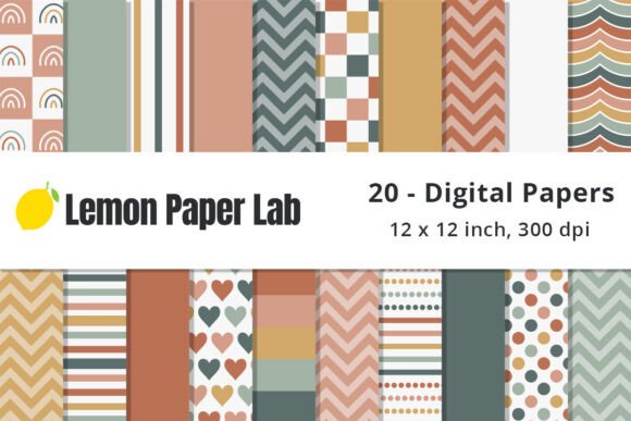 Download Fun Muted Boho Digital Scrapbook Paper - Paper Collection