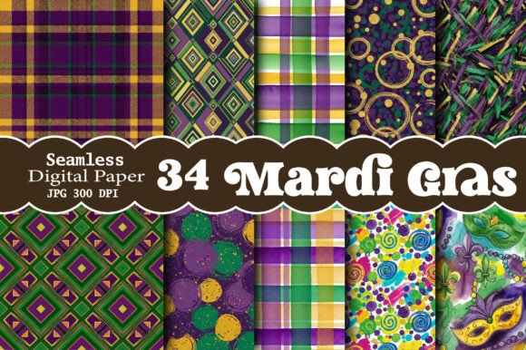 Download Mardi Gras Digital Paper Pack - Paper Collection