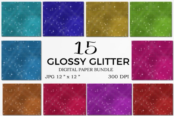 Download 15 Glossy Glitter Digital Paper Bundle - Paper Collection