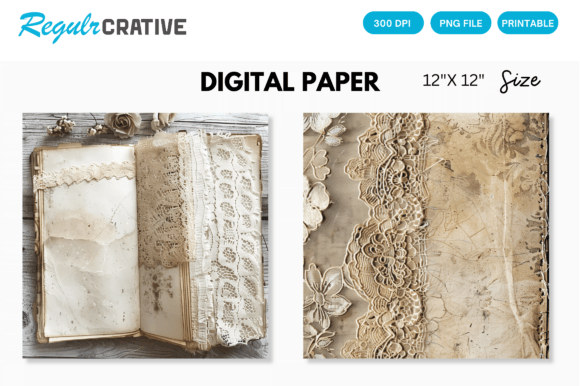 Download Antique Lace Junk Journal Digital Paper - Paper Collection