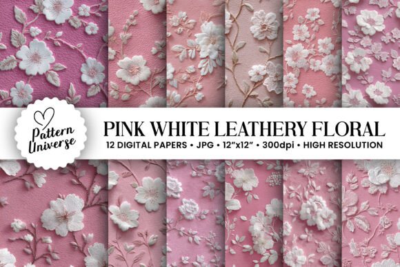 Download Pink White Leathery Floral Patterns - Pink white Collection