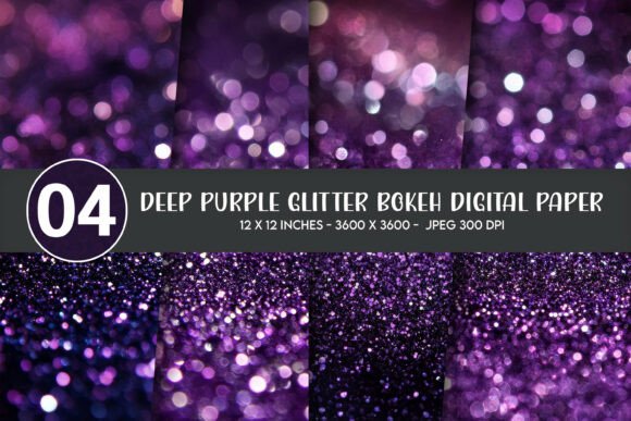 Download Deep Purple Glitter Bokeh Digital Paper - Paper Collection