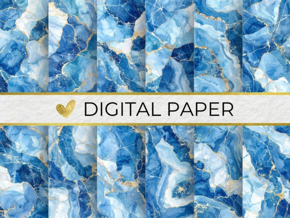 Download Luxury Blue Marble Digital Paper - Paper Collection