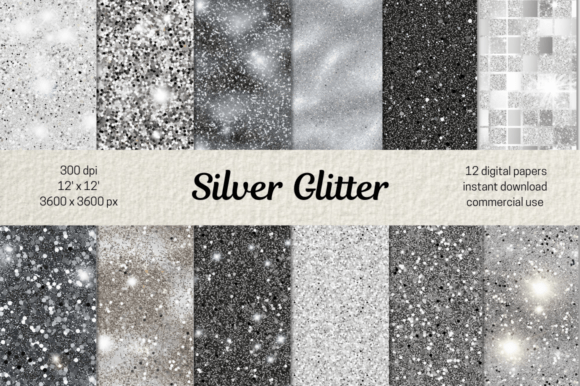 Download Silver Glitter Digital Paper Scrapbook - Paper Collection