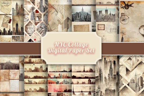 Download NYC Vintage Collage Paper Set - Paper Collection