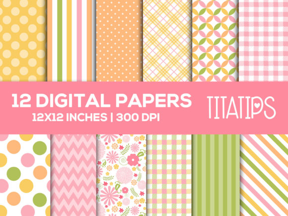 Download Floral Digital Paper Set, Pastel Colors - Paper Collection