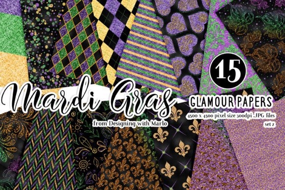 Download Mardi Gras 15x15 Glamour Glitter Papers - Paper Collection