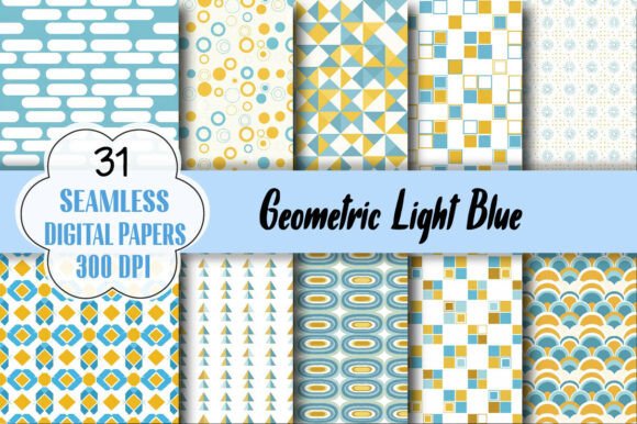 Download Geometric Light Blue Digital Paper - Paper Collection