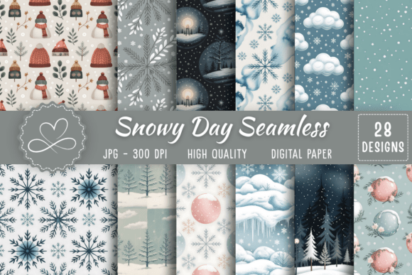 Download Snowy Day Seamless Digital Paper - Paper Collection