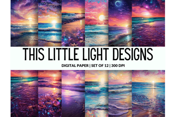 Download Colorful Beach Sunset Digital Paper - Paper Collection