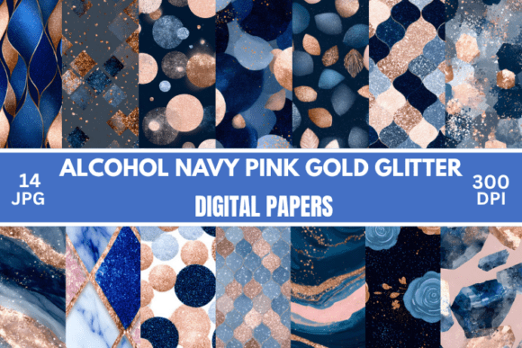 Download Navy Pink Gold Seamless Digital Paper - Paper Collection