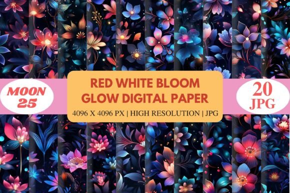 Download Red White Bloom Glow Paper Pack - Paper Collection