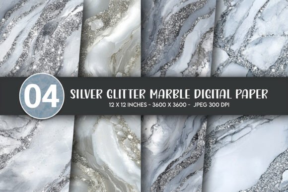 Download Silver Glitter Marble Digital Paper - Paper Collection