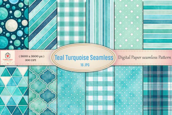 Download Teal Turquoise Digital Paper Bundle - Paper Collection