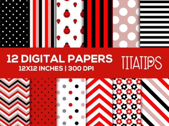Download Red Ladybug Digital Papers Set - Paper Collection