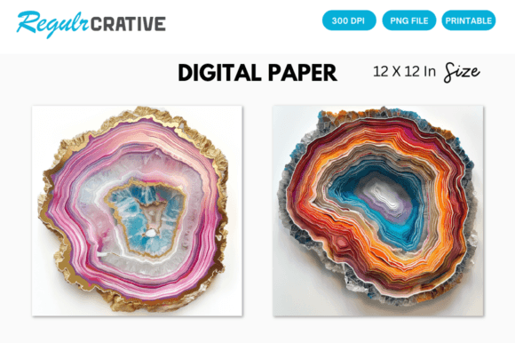 Download Agate Slice Digital Paper Backgrounds - Paper Collection