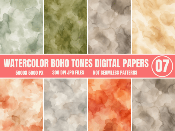 Download Watercolor Boho Neutral Digital Papers - Paper Collection