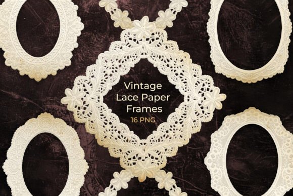 Download 16 Vintage Lace Paper Frames PNG - Paper Collection