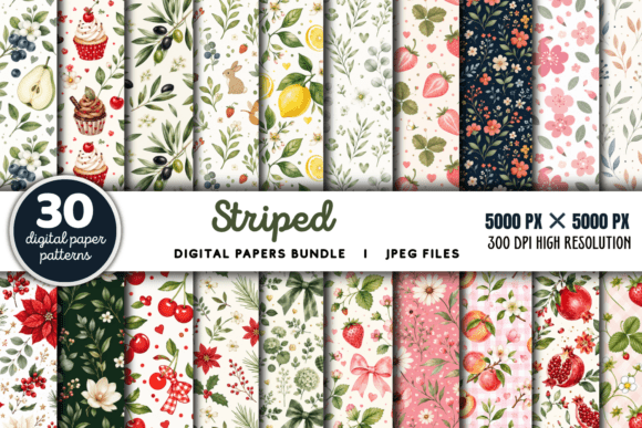 Download Striped Digital Paper Background Bundle - Paper Collection