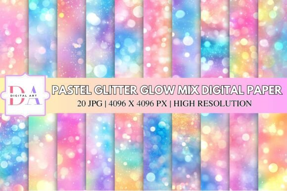 Download Pastel Glitter Glow Mix Digital Paper - Paper Collection