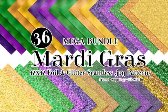 Download Mardi Gras Foil Glitter Digital Papers - Paper Collection