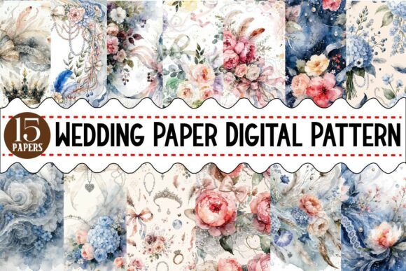 Download Wedding Paper Digital Pattern Bundle - Paper Collection