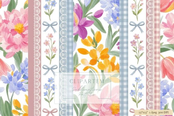 Download Spring Floral Gingham Sublimation Paper - Paper Collection